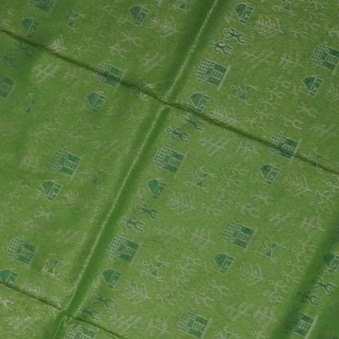 Green Stravi Silk with Golden Zari