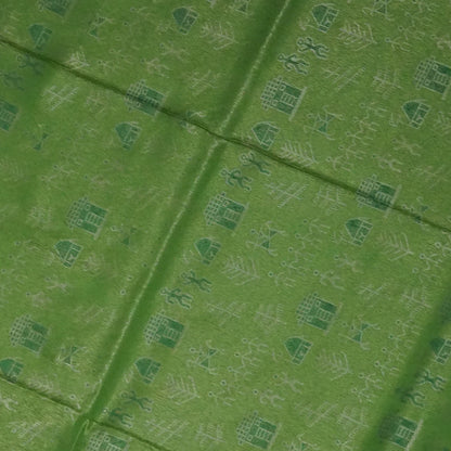 Green Stravi Silk with Golden Zari