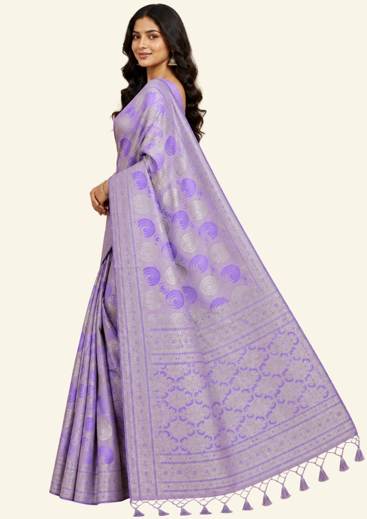 Lavender Suhani Silk saree with silver undertones