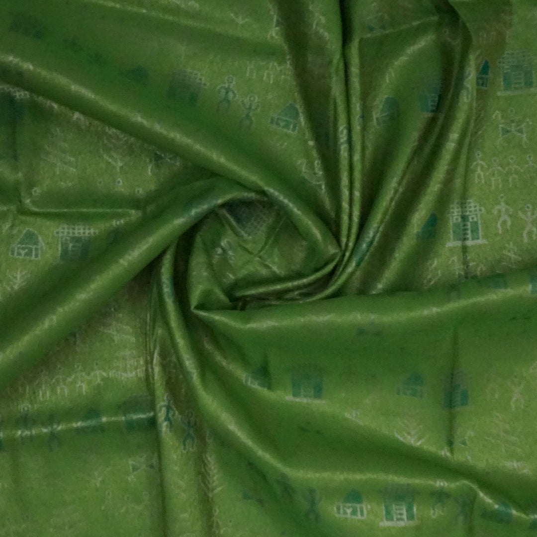 Green Stravi Silk with Golden Zari