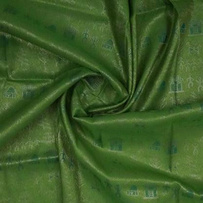 Green Stravi Silk with Golden Zari