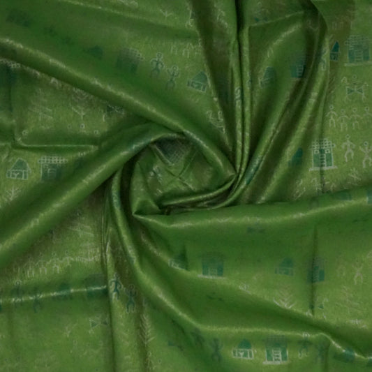 Green Stravi Silk with Golden Zari
