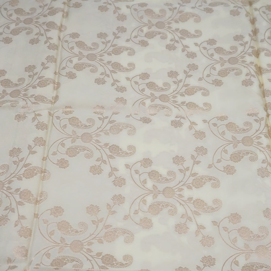 Ivory - Mustard Mahalakshmi Viscose saree with Floral and Zari works