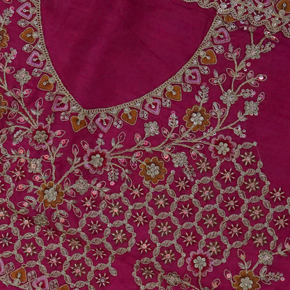 Royal magenta - Gold Raj Virasat silk saree with floral motifs and zari works