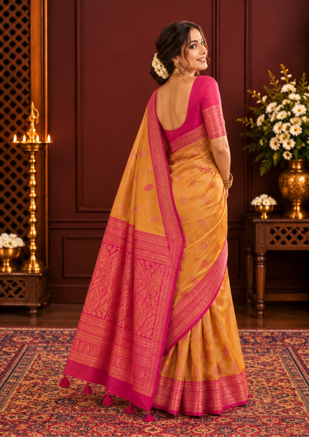 Madhur Bela Rich mustard yellow shade with a golden undertone.