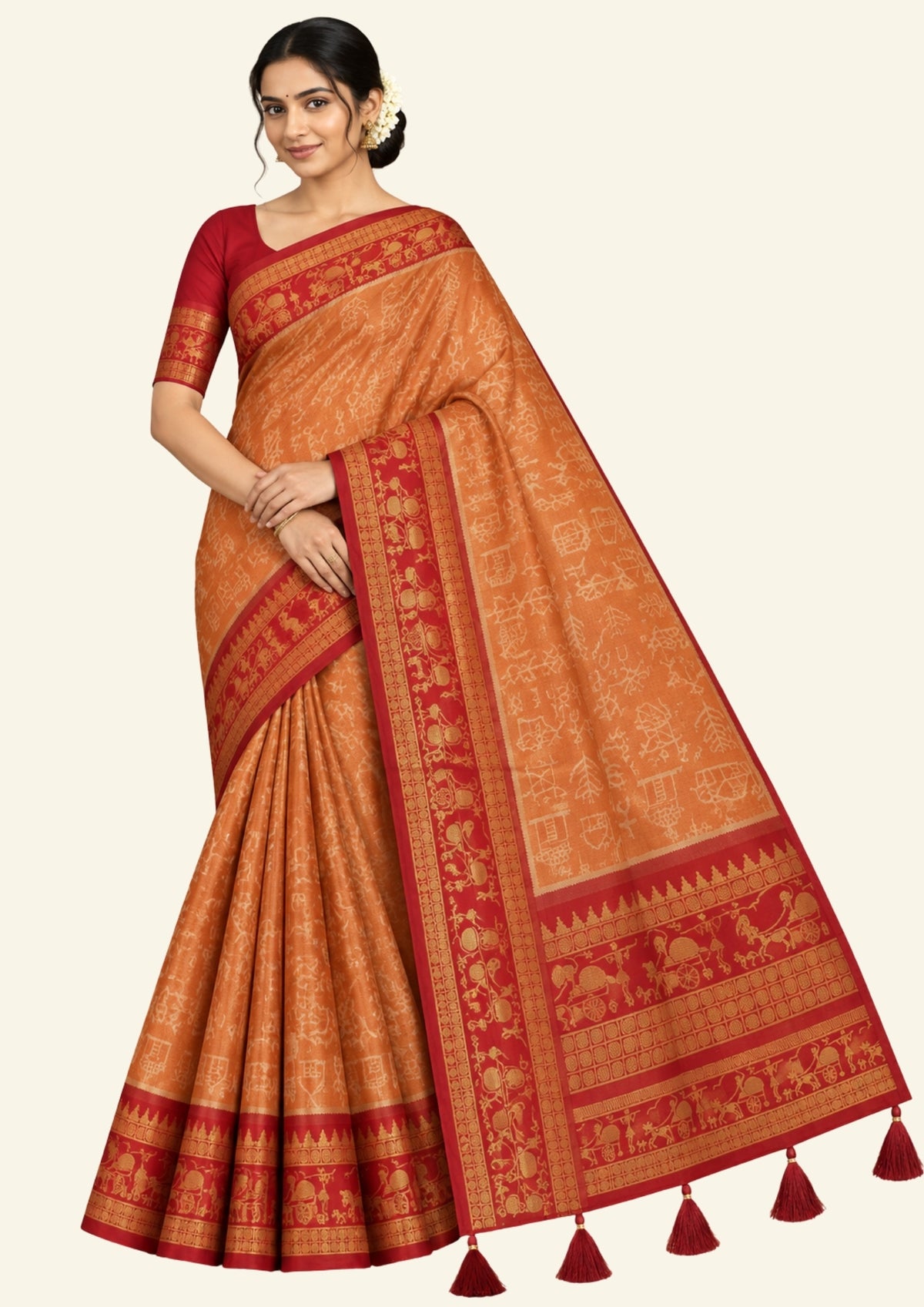 Maroon Stravi Silk with Golden Zari