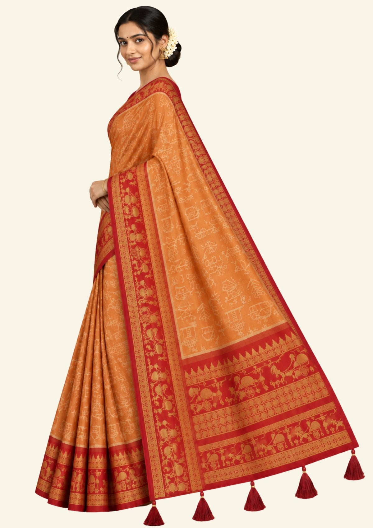 Maroon Stravi Silk with Golden Zari
