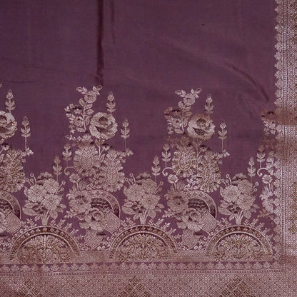 Deep Wine Madhur Sangam Silk saree with Gold and Copper Zari