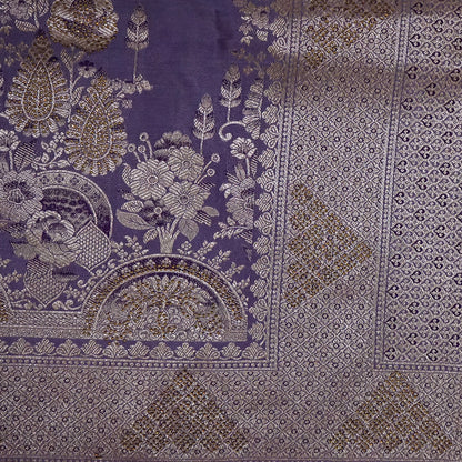 Deep Purple Madhur Sangam Silk Saree with Gold Zari