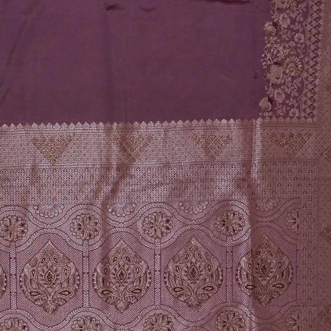 Deep Wine Madhur Sangam Silk saree with Gold and Copper Zari