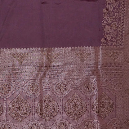 Deep Wine Madhur Sangam Silk saree with Gold and Copper Zari