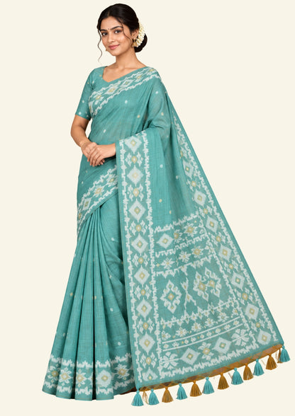 Monisha Tussar Soft sea green shade with a matte tussar silk texture