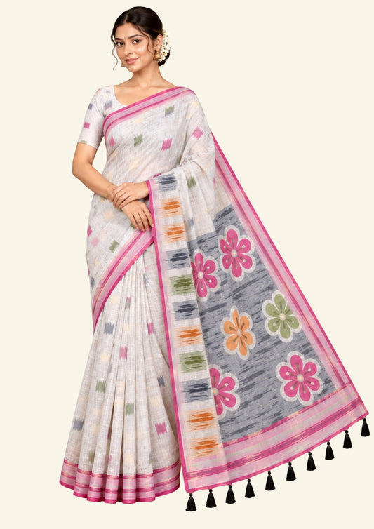Navarangi Tussar in soft greyish lavender shade with a subtle matte finish