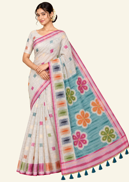 Navarangi Tussar in soothing sky blue shade with a soft, textured finish
