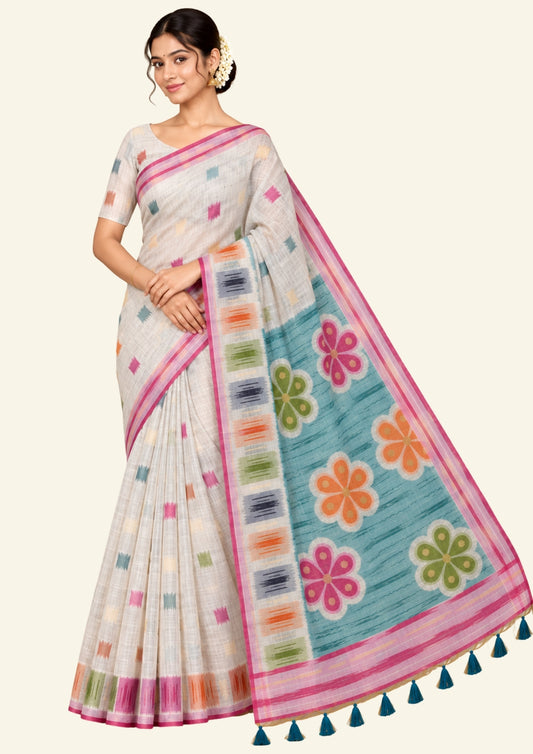 Navarangi Tussar in soothing sky blue shade with a soft, textured finish