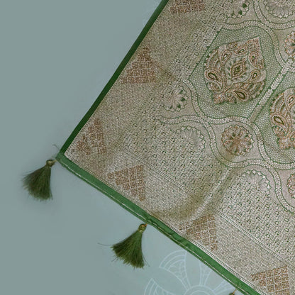 Pastel Green Madhur Sangam Silk saree with Gold - Silver Zari