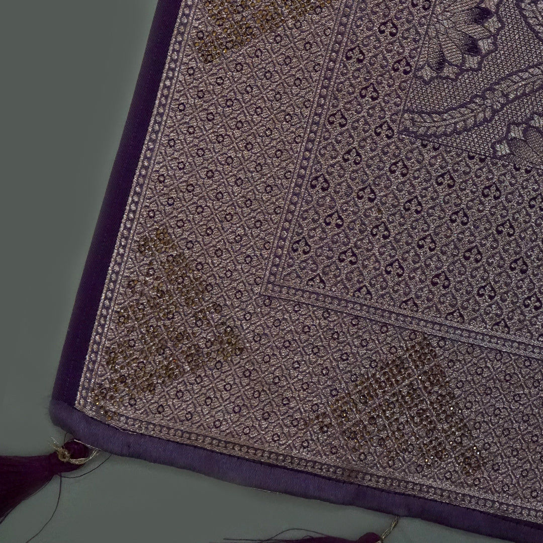 Deep Purple Madhur Sangam Silk Saree with Gold Zari