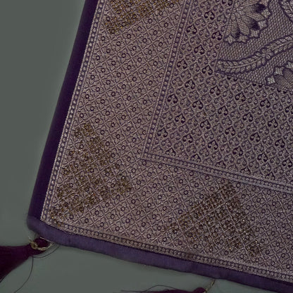 Deep Purple Madhur Sangam Silk Saree with Gold Zari