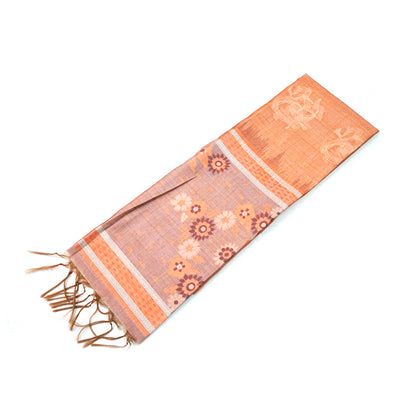 Warm brown Palayam Silk Tussar with soft grey border