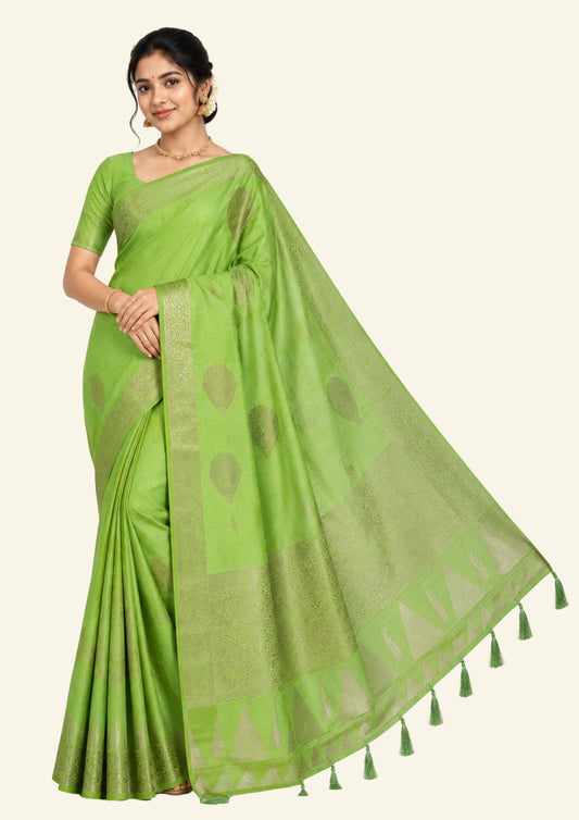 Chandhrika in Fresh Leaf Green Base with floral works