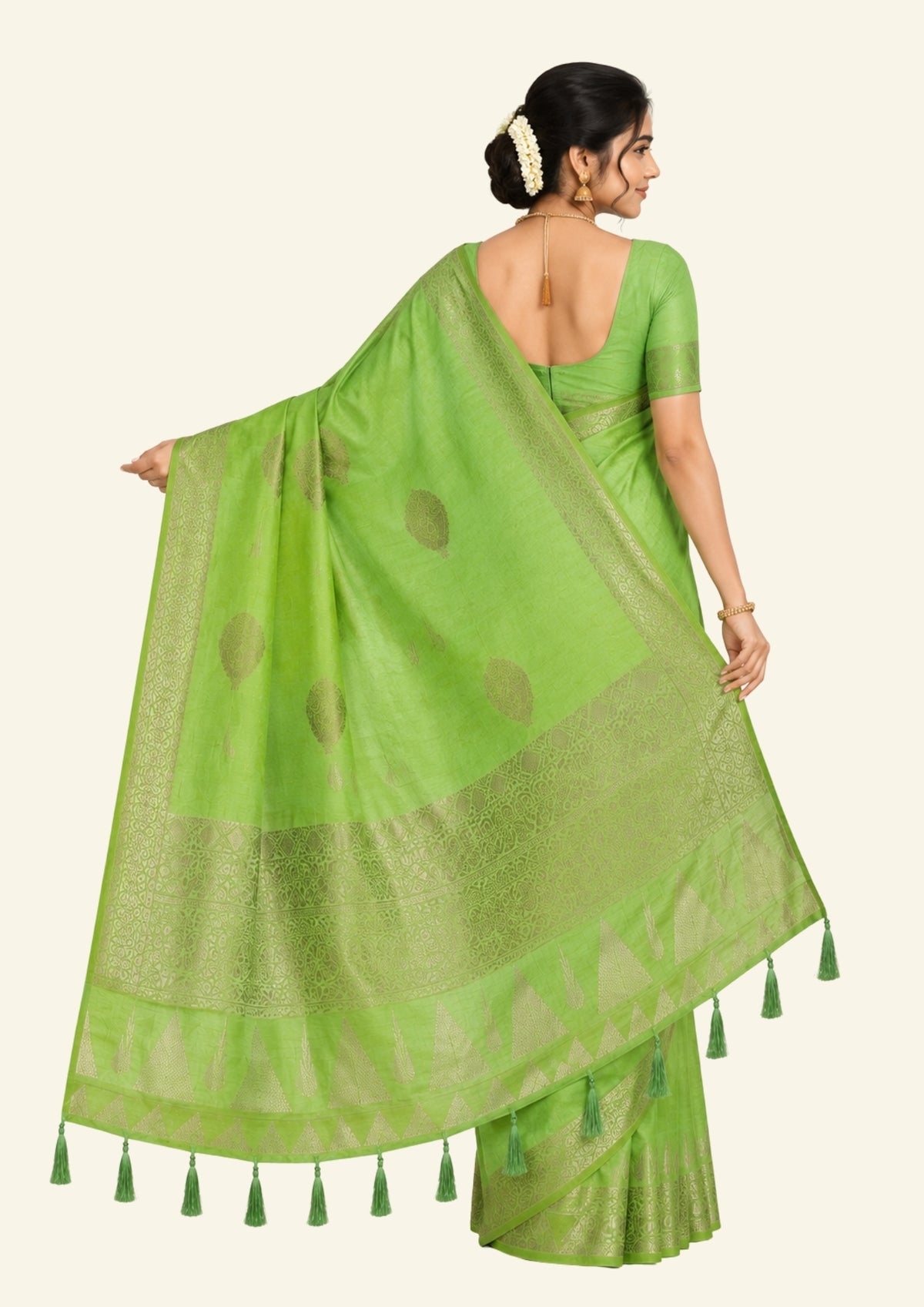 Chandhrika in Fresh Leaf Green Base with floral works