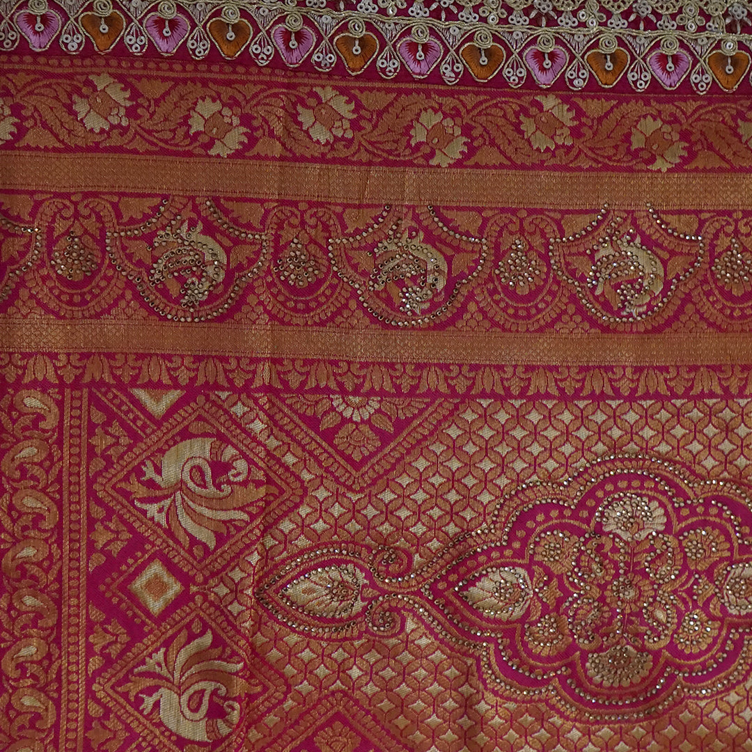 Royal magenta - Gold Raj Virasat silk saree with floral motifs and zari works