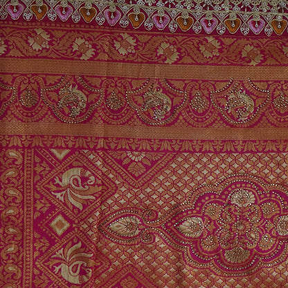 Royal magenta - Gold Raj Virasat silk saree with floral motifs and zari works