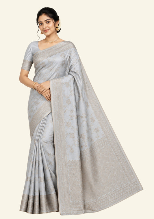 Chandhrika in Soft Ivory - Beige base with floral works