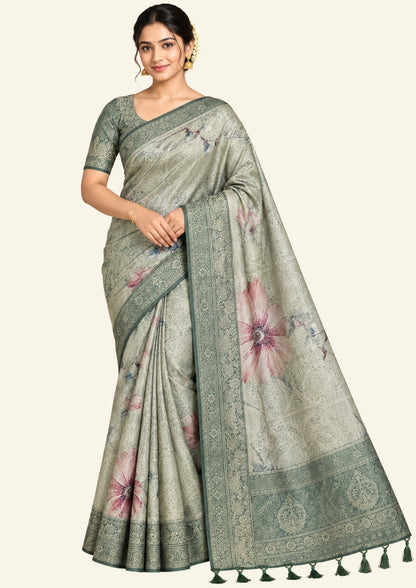 Silk Satin Light sage green or pale olive shade with a soft metallic sheen.