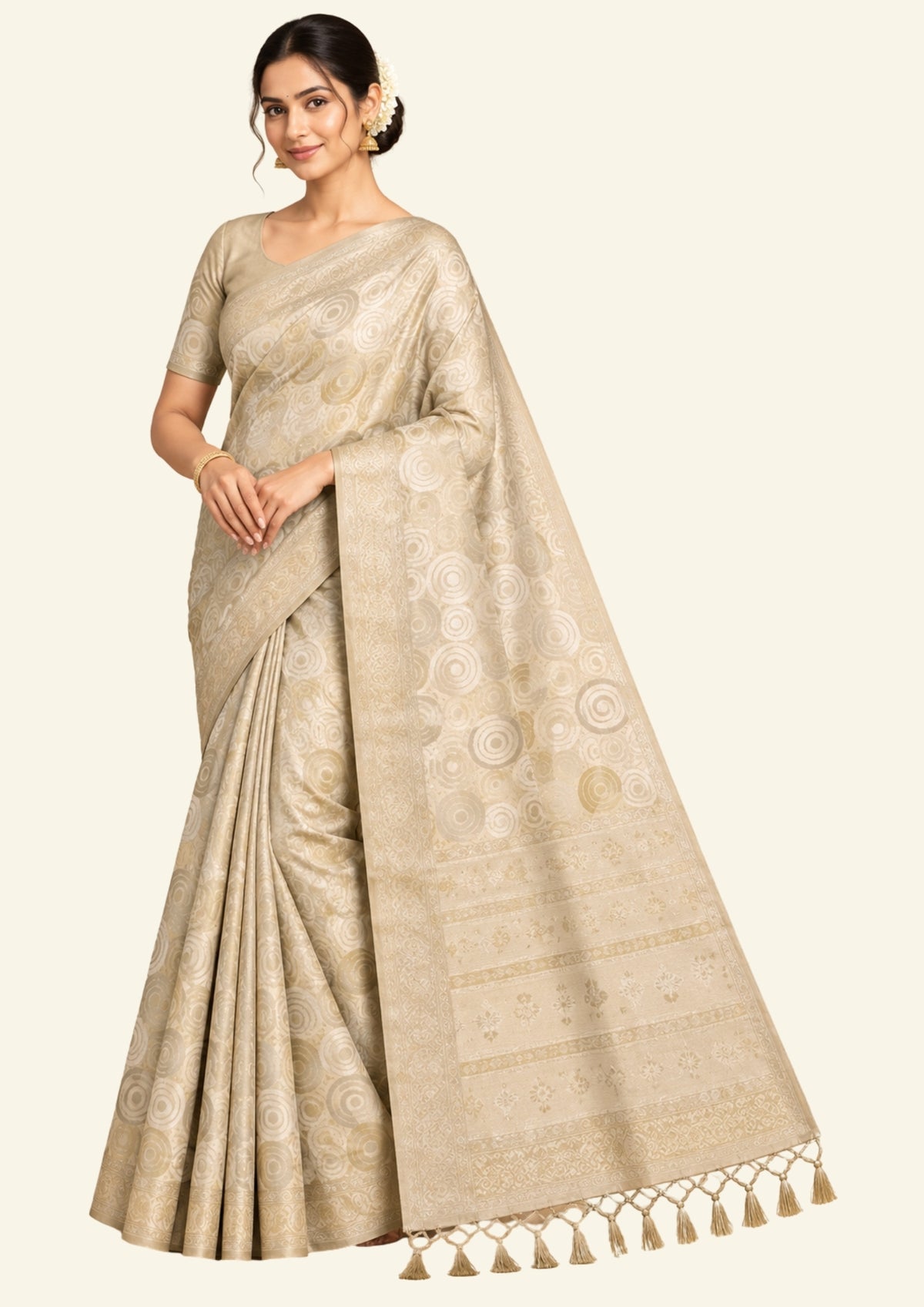 soft beige-gold shade Suhani Silk with a subtle sheen