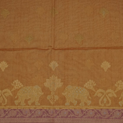 Golden Amber Ambari Silk Tussar with Dusky Mauve border and Zari works.