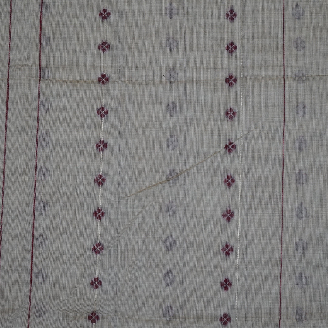 Beige Ishvani Tussar saree with Maroon tassels