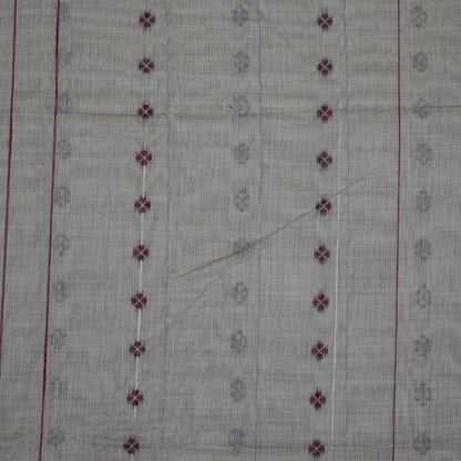 Beige Ishvani Tussar saree with Maroon tassels
