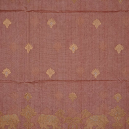 Sandy Amber Ambari Silk Tussar with Seafoam Blue border