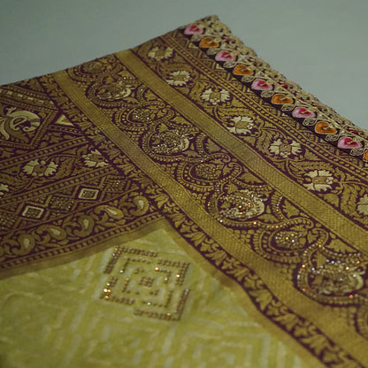 Pista Green Raj Virasat Silk Saree with Gold zari works