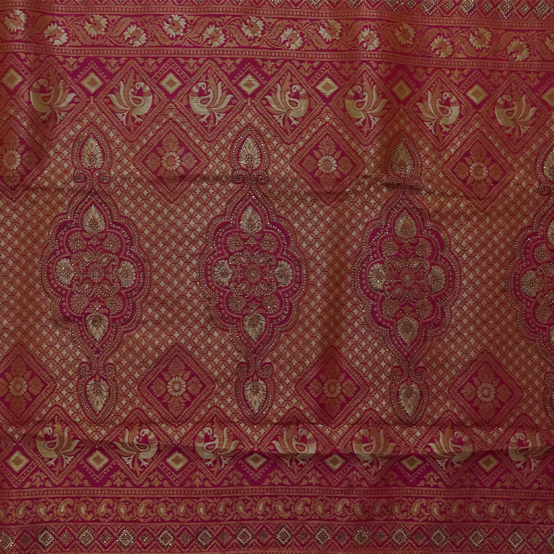 Royal magenta - Gold Raj Virasat silk saree with floral motifs and zari works
