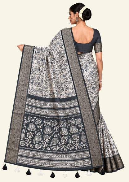 Vrishti Comfort in Soft Ivory with Black Floral prints