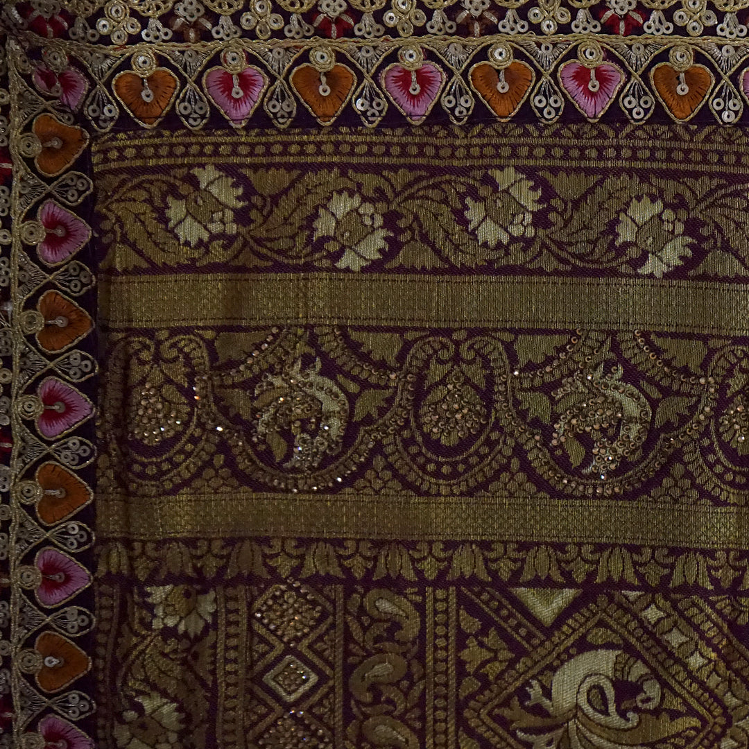 Pista Green Raj Virasat Silk Saree with Gold zari works