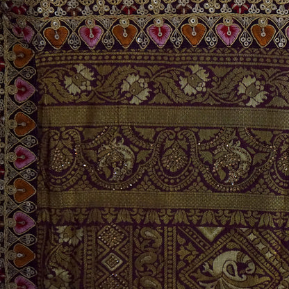 Pista Green Raj Virasat Silk Saree with Gold zari works