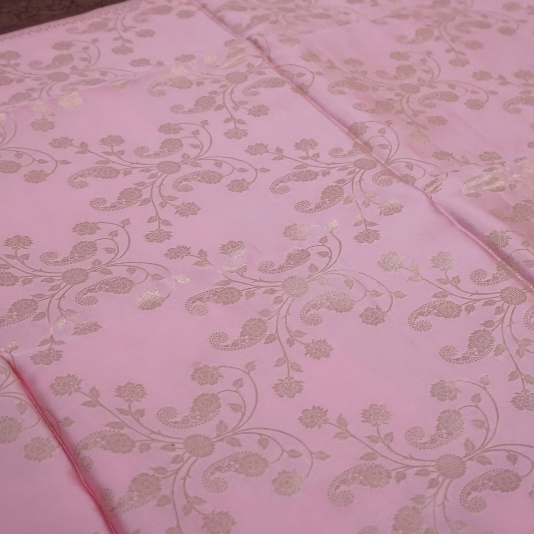 Soft Rose Mahalakshmi Viscose saree with Deep Maroon contrast