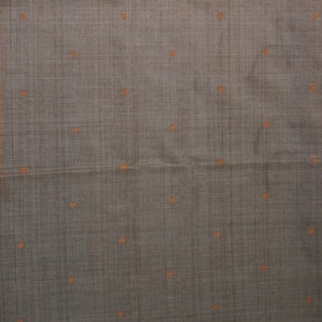Warm brown Palayam Silk Tussar with soft grey border