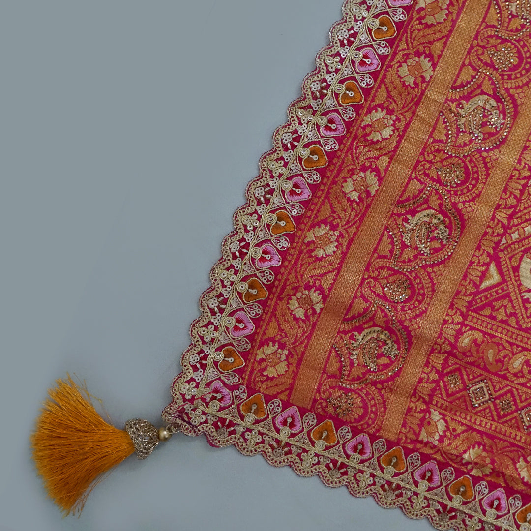 Royal magenta - Gold Raj Virasat silk saree with floral motifs and zari works