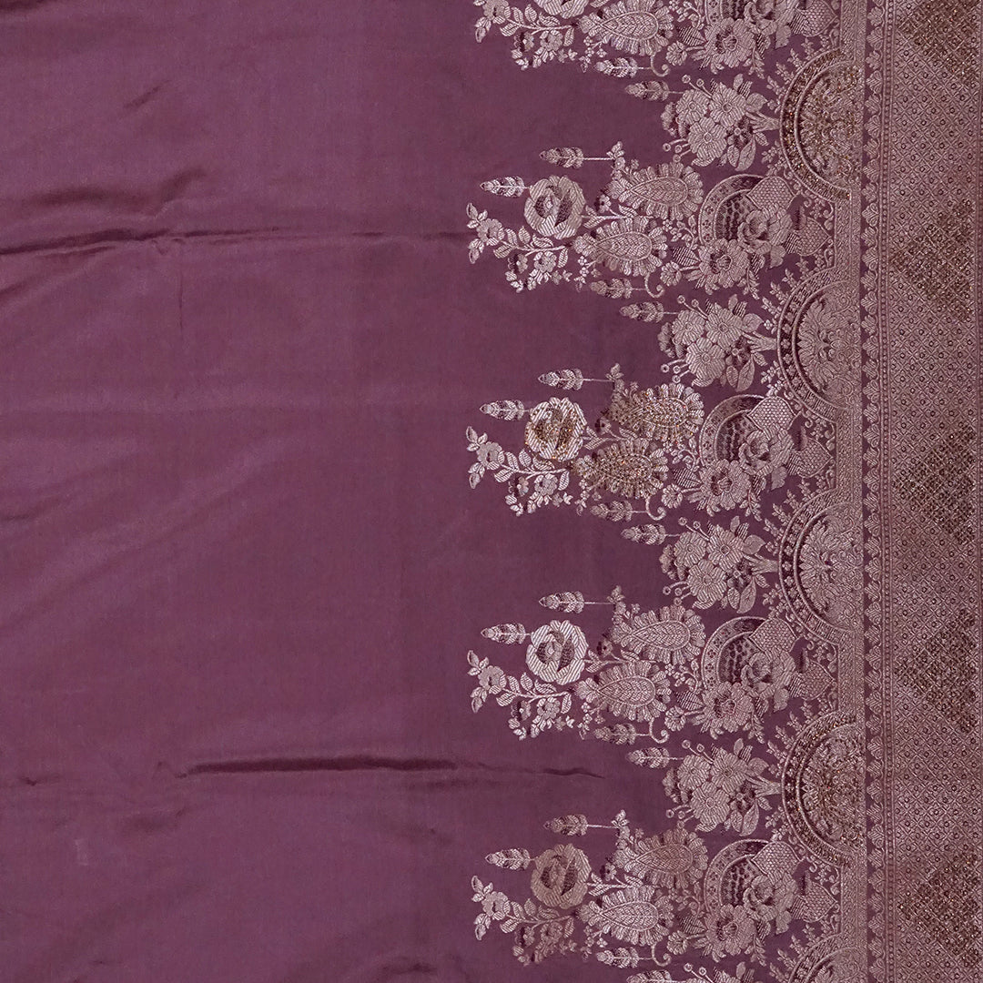 Deep Wine Madhur Sangam Silk saree with Gold and Copper Zari