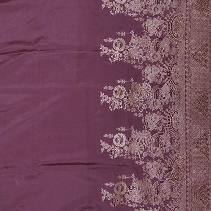 Deep Wine Madhur Sangam Silk saree with Gold and Copper Zari