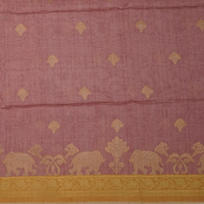 Dusty Rose Ambari Silk Tussar with Gold Zari Floral Buttas