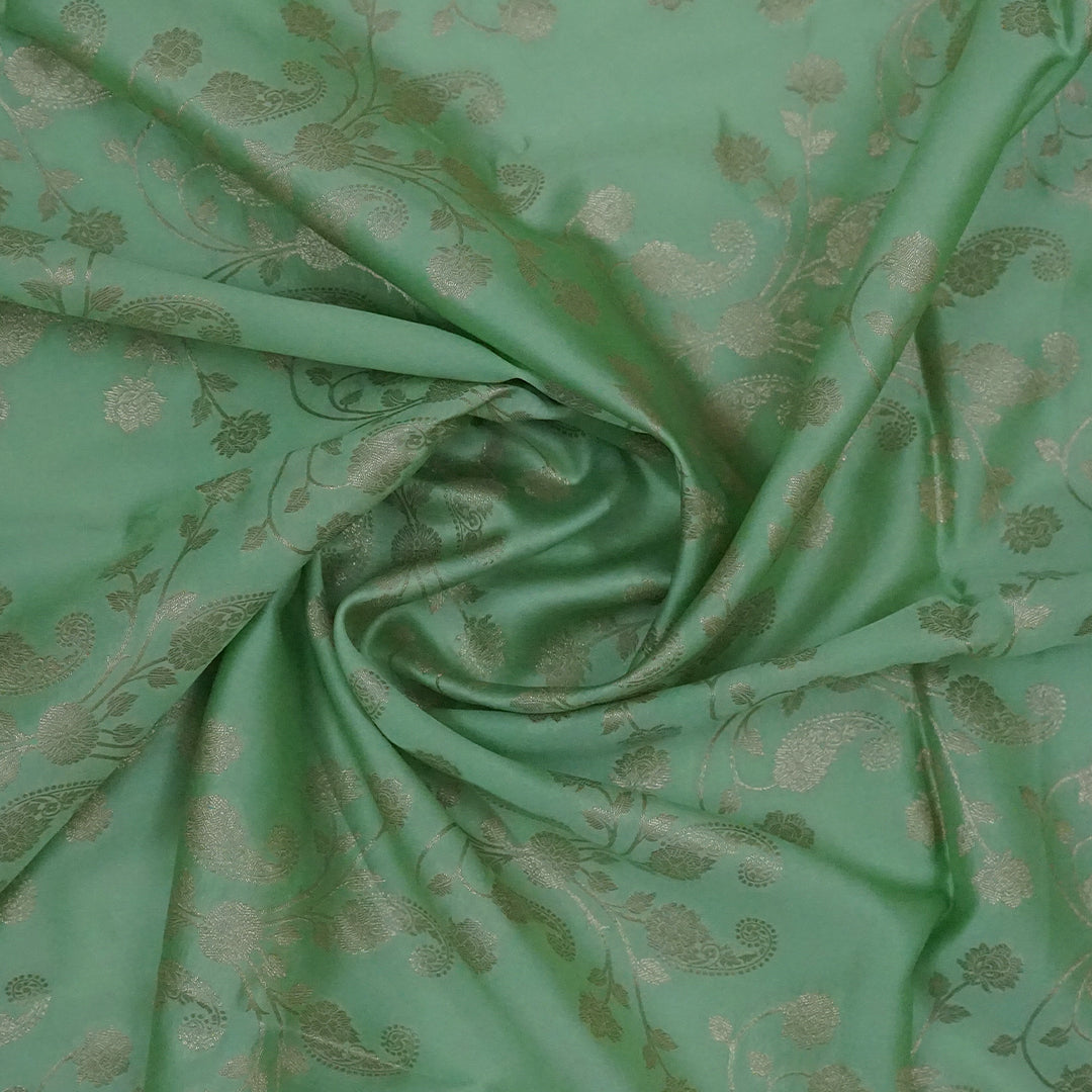 Mint Green Mahalakshmi Viscose saree with Golden Zari