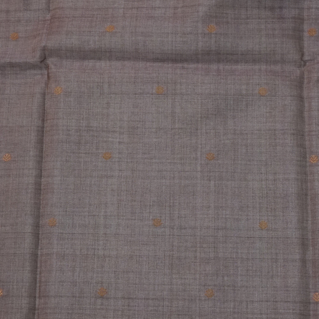Olive green Palayam Silk Tussar with Copper and Mauve border
