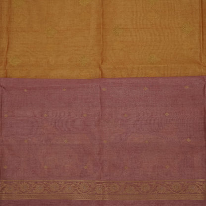 Golden Amber Ambari Silk Tussar with Dusky Mauve border and Zari works.