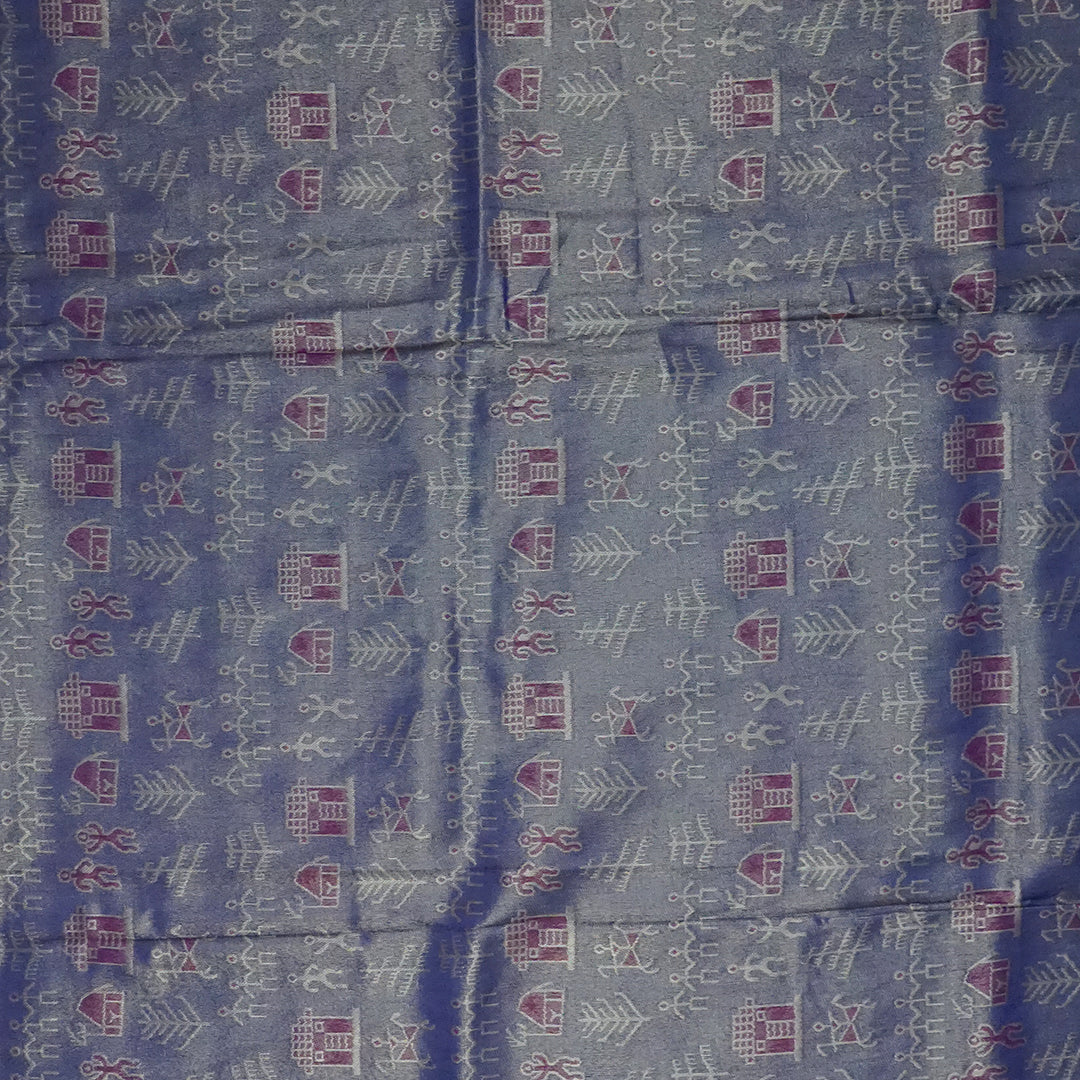 Magenta Stravi Silk Saree with lavender pall and Gold Zari.