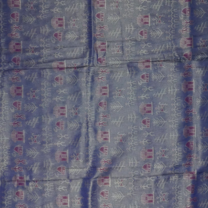 Magenta Stravi Silk Saree with lavender pall and Gold Zari.